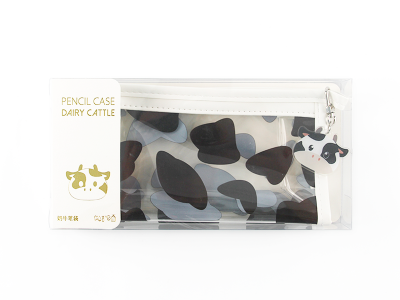 Transparent animal pencil case Cow